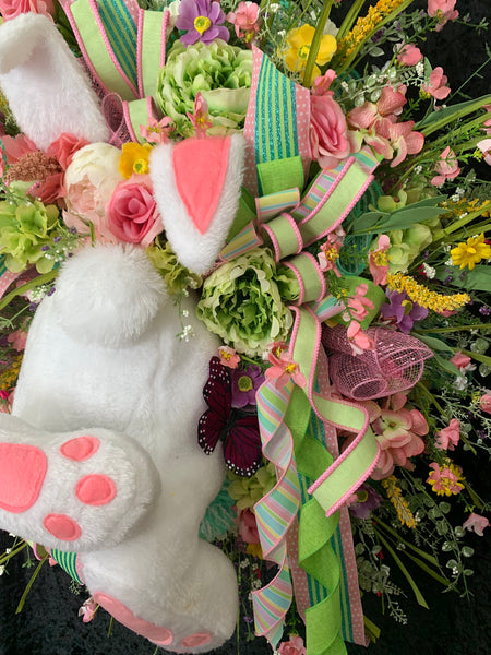 Easter Wreath, Easter Bunny Wreath, White Bunny Bottom Wreath, Easter Wreath for front door