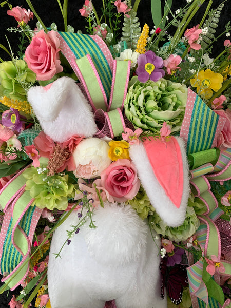 Easter Wreath, Easter Bunny Wreath, White Bunny Bottom Wreath, Easter Wreath for front door
