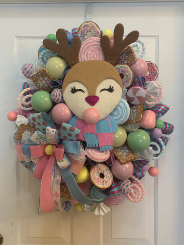 Pastel Reindeer Wreath