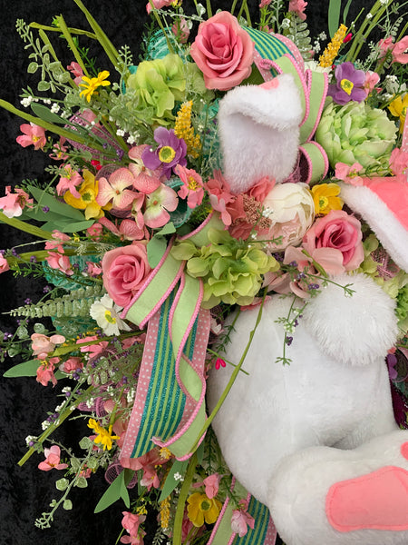 Easter Wreath, Easter Bunny Wreath, White Bunny Bottom Wreath, Easter Wreath for front door