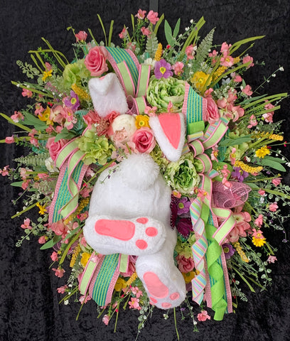 Easter Wreath, Easter Bunny Wreath, White Bunny Bottom Wreath, Easter Wreath for front door